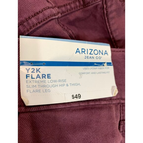 Arizona Jean Co Y2K Flare Extreme Low-Rise Slim Fit Flare Leg Jeans Sz 3 Maroon - Picture 3 of 5